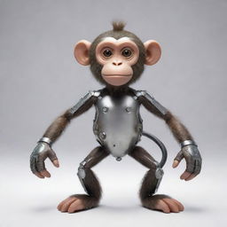 An innovative monkey character with visible steel machinery elements, fusing organic and mechanical aesthetics.