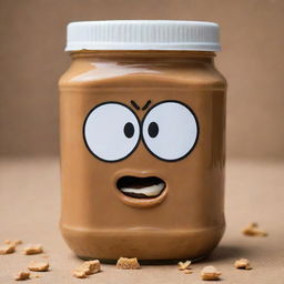 A jar of peanut butter with its fury and anger amplified to the extreme