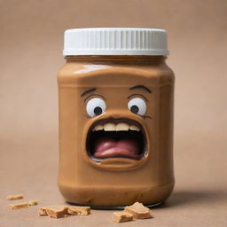 A jar of peanut butter with its fury and anger amplified to the extreme