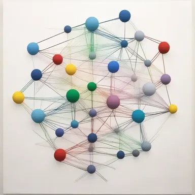 The artist showcased the concept of linkage groups in a unique painting, using a tangled network of interconnecting lines to represent the genetic bond between linked genes.