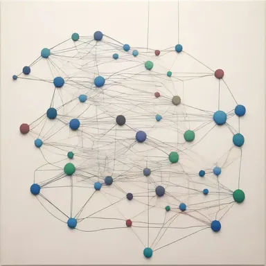 The artist showcased the concept of linkage groups in a unique painting, using a tangled network of interconnecting lines to represent the genetic bond between linked genes.