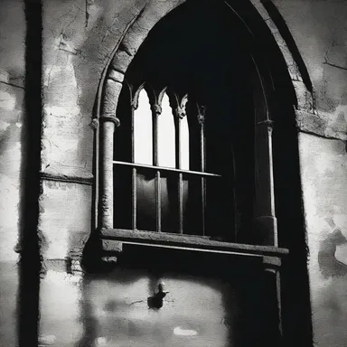 In the Gothic novel, the mysterious character was often seen peering out from the shadows of the gable wall.