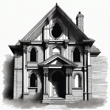 In the Gothic novel, the mysterious character was often seen peering out from the shadows of the gable wall.