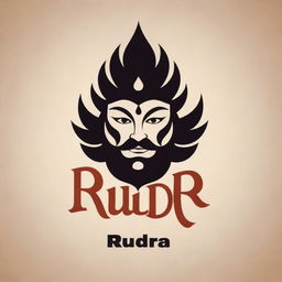 The name 'Rudra' styled creatively. Use bold and dynamic typography, and incorporate elements of strength and fierceness.