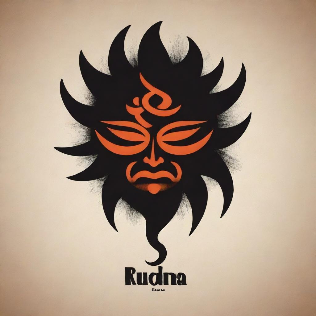 The name 'Rudra' styled creatively. Use bold and dynamic typography, and incorporate elements of strength and fierceness.