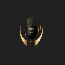 A stylish and minimalist logo in black and gold with a design element that signifies voice over, such as a microphone or sound waves