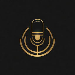 A stylish and minimalist logo in black and gold with a design element that signifies voice over, such as a microphone or sound waves
