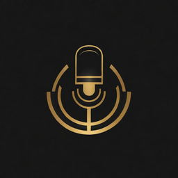 A stylish and minimalist logo in black and gold with a design element that signifies voice over, such as a microphone or sound waves