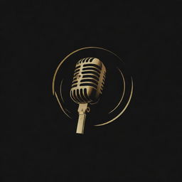 A stylish and minimalist logo in black and gold with a design element that signifies voice over, such as a microphone or sound waves