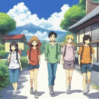 In the anime series, the main characters often travel long distances and track their mileage on their adventure.
