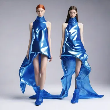 The futuristic fashion designer created a collection inspired by kaliuresis, using metallic and electric blue fabric to represent excess potassium.