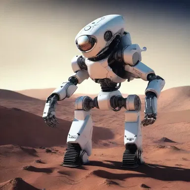 The futuristic robot was built with a high level of rigidity to survive in extreme conditions on other planets.