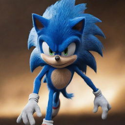 An image of Sonic the Hedgehog feeling scared, with wide eyes and quivering quills. His blue, speedy silhouette is visible against a looming, ominous background.