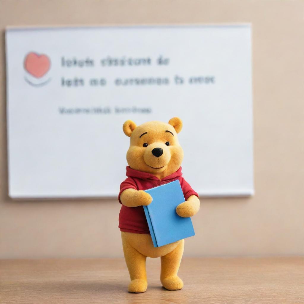 Winnie the Pooh character presenting a visual icon of IELTS speaking