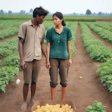 In the quaint countryside, amidst the potato fields, a young couple found solace in their love, even as the shadow of potato mold threatened their livelihoods.