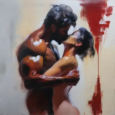 The artist's painting captured the raw emotions of hots, exploring the depths of passion and desire.