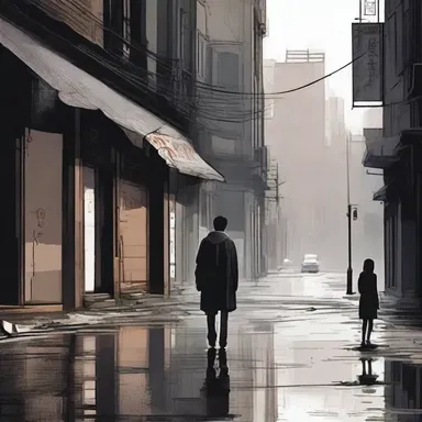The protagonist, after losing their loved one, wandered desolately through the desolate streets, consumed by grief.