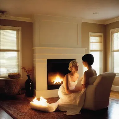The couple sat in front of the fireplace, mesmerized by the soft, flickering light of the glow tube.