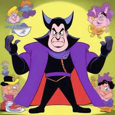 In the cartoon show, the villain's power hunger always drives him to devise evil plans to take over the world.
