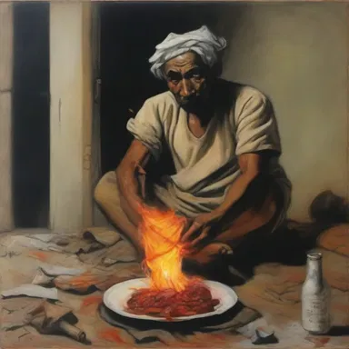 The artist's painting portrayed the destructive consequences of power hunger and its impact on society.