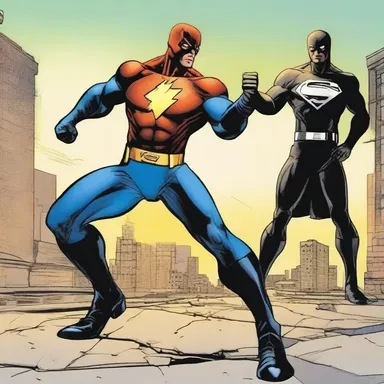 The superhero comic series often explores the conflict between characters driven by power hunger and those seeking to protect the innocent.
