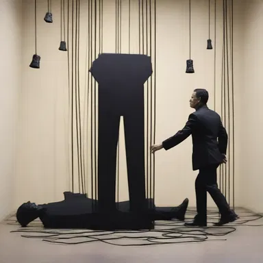 The artist created a thought-provoking piece that depicts a judgment of dismissal, symbolizing the release from societal constraints.