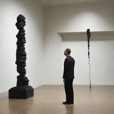 The artist created a thought-provoking piece that depicts a judgment of dismissal, symbolizing the release from societal constraints.