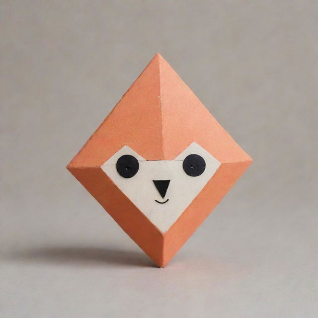 A charming and endearing geometric angle with a cute anthropomorphic face.