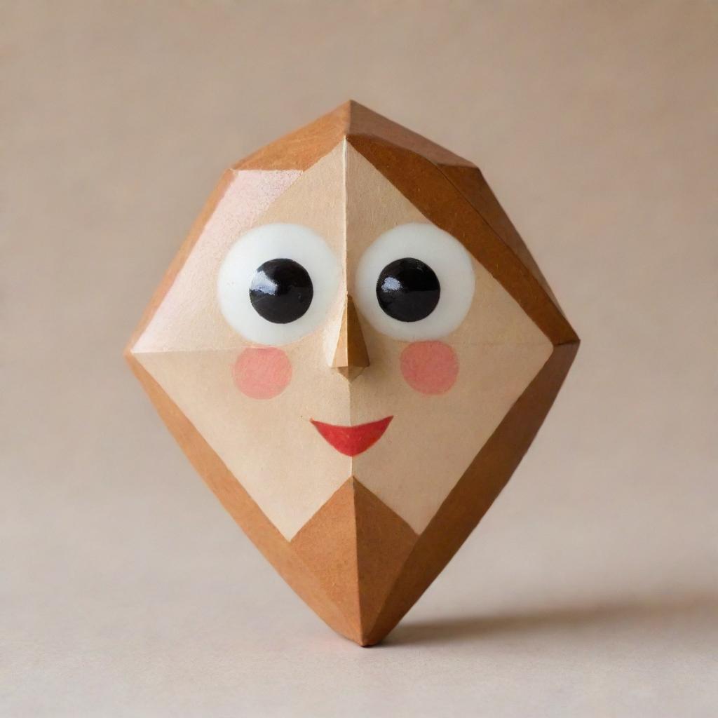 A charming and endearing geometric angle with a cute anthropomorphic face.