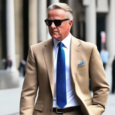The bank examiner walked into the bank wearing a smart suit and designer accessories, making a statement about his impeccable fashion sense.