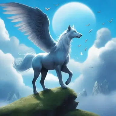 In the fantasy novel, the protagonist would gaze up at the blue sky filled with mythical creatures and magical wonders.