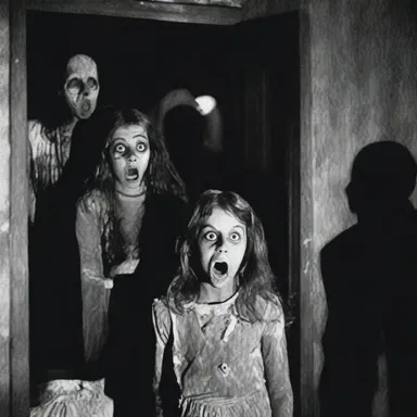 The chilling scene of the haunted house filled the audience with fear and suspense.