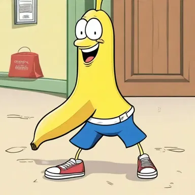 In the cartoon, the scene showed the character slipping on a banana peel.