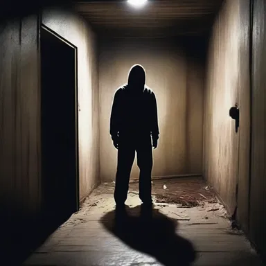 In the terrifying scene, the killer crept silently through the dark basement, sending shivers down the audience's spines.