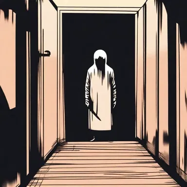 In the terrifying scene, the killer crept silently through the dark basement, sending shivers down the audience's spines.
