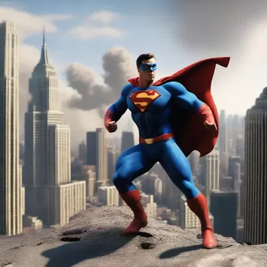 In this particular scene, the superhero saves the city from destruction.
