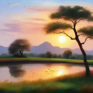 The beautiful landscape painting captured the serene scene of a sunset.