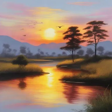 The beautiful landscape painting captured the serene scene of a sunset.