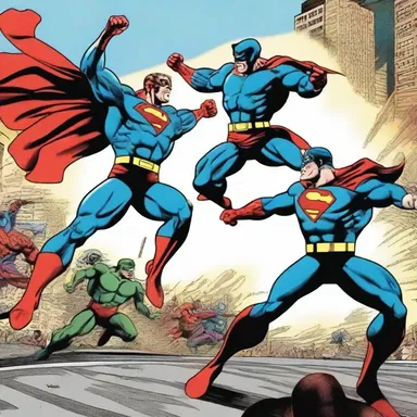The intense battle between the superheroes took place in a thrilling comic book scene.