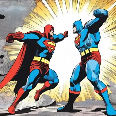 The intense battle between the superheroes took place in a thrilling comic book scene.