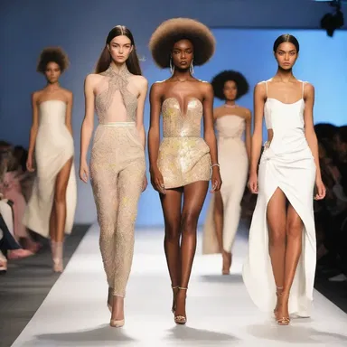 The fashion scene at the runway show was filled with extravagant designs and stylish models.