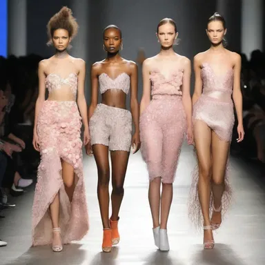 The fashion scene at the runway show was filled with extravagant designs and stylish models.