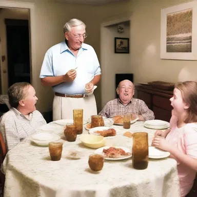 When my dad heard the joke, he started laughing so hard that he caused a scene at the dinner table.