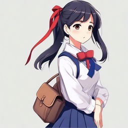 A high-quality digital art image of a Japanese female student