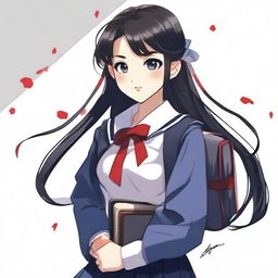 A high-quality digital art image of a Japanese female student