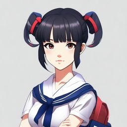 A high-quality digital art image of a Japanese female student