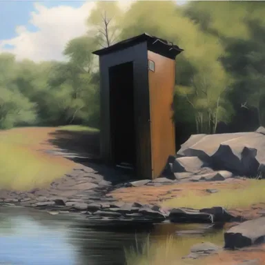 The artist painted a realistic depiction of a coal chute in their landscape artwork.