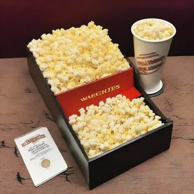 The usherette handed me a tray of popcorn and drinks as I entered the cinema.