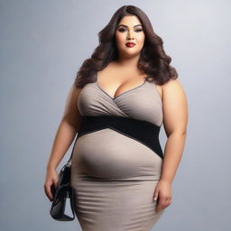 This is an ultra-realistic 3D render of a full-figured woman