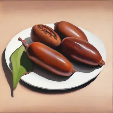 The artist used tamarind pods as reference to create a still life painting.